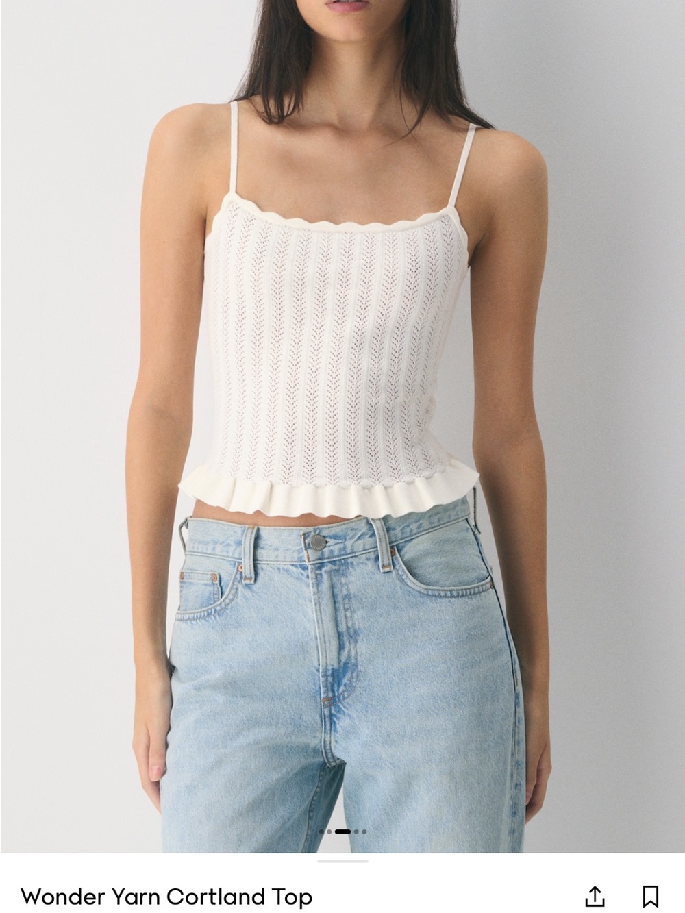 Aritzia Cream Scallop-Edge Knit Camisole